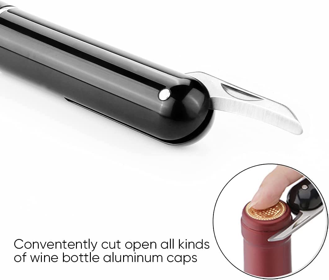 Air Pump Wine Bottle Opener, Pocket Wine Opener, Features Built-in Foil Cutter and Air Pressure Safeguard Technology