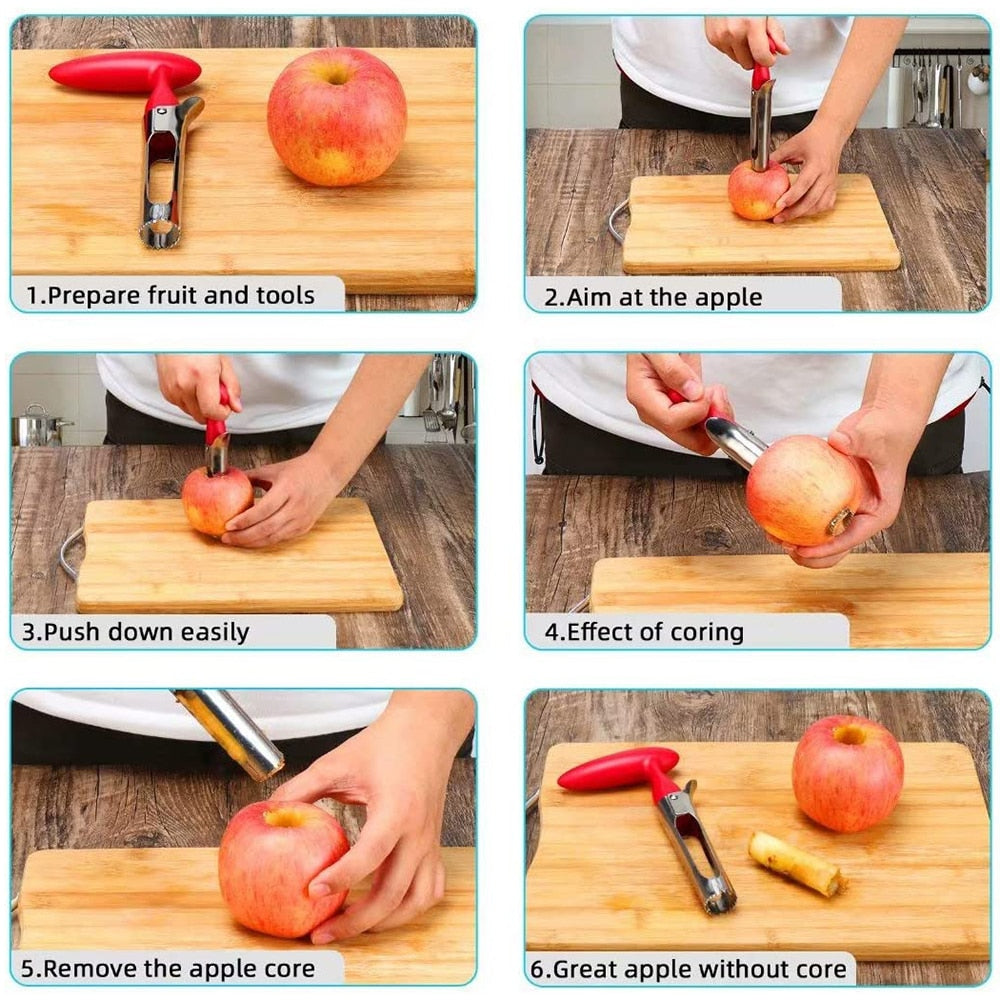 Apple Corer - Easy to Use Durable Apple Corer Remover for Pears, Bell Peppers, Fuji, Honeycrisp and Gala - Best Kitchen Gadgets