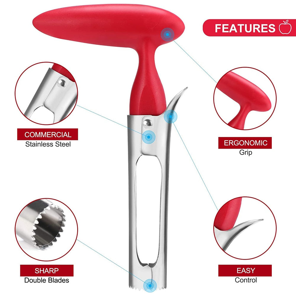 Apple Corer - Easy to Use Durable Apple Corer Remover for Pears, Bell Peppers, Fuji, Honeycrisp and Gala - Best Kitchen Gadgets