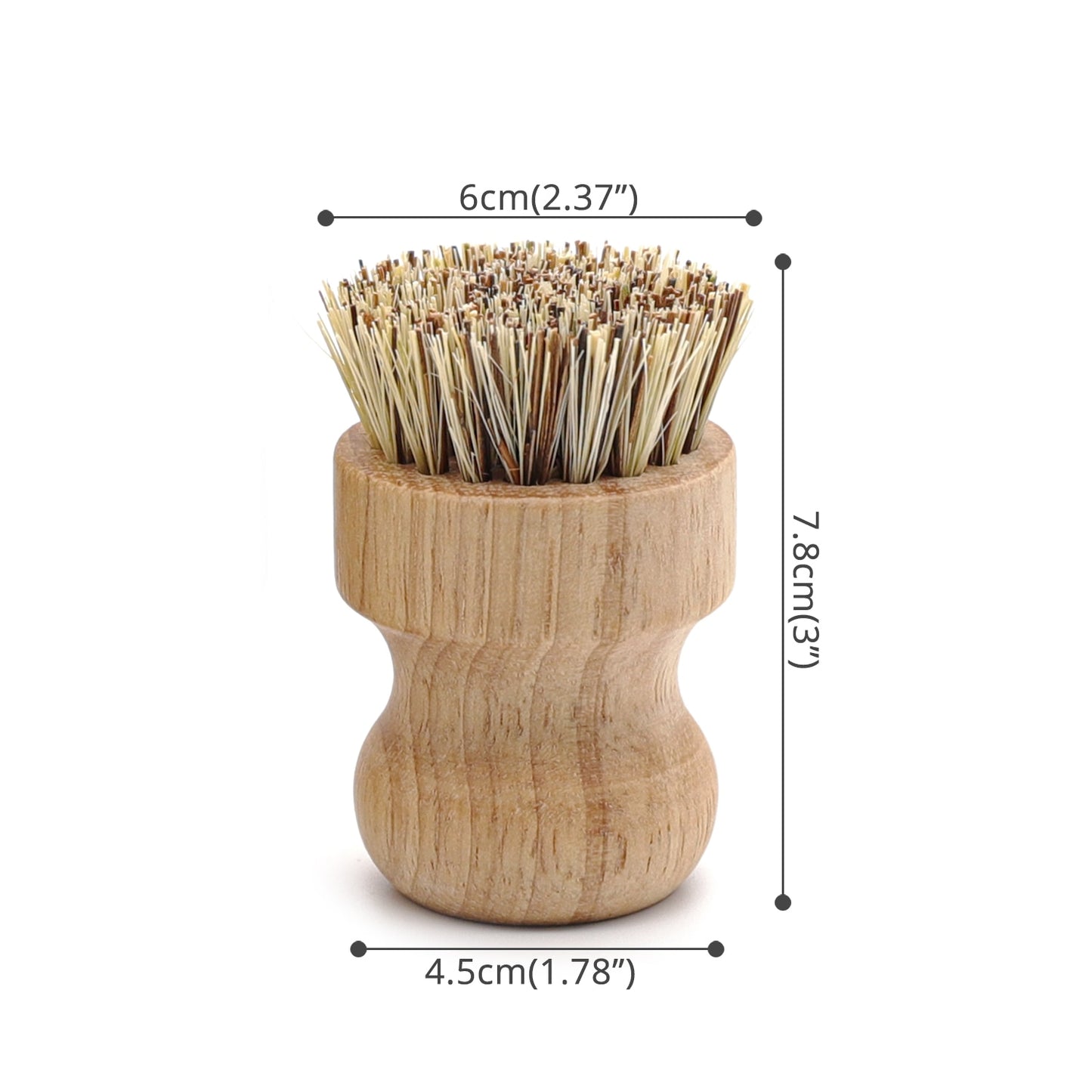 Bamboo Dish Scrub Brushes, Kitchen Wooden Cleaning Scrubbers for Washing Cast Iron Pan/Pot, Natural Sisal Bristles