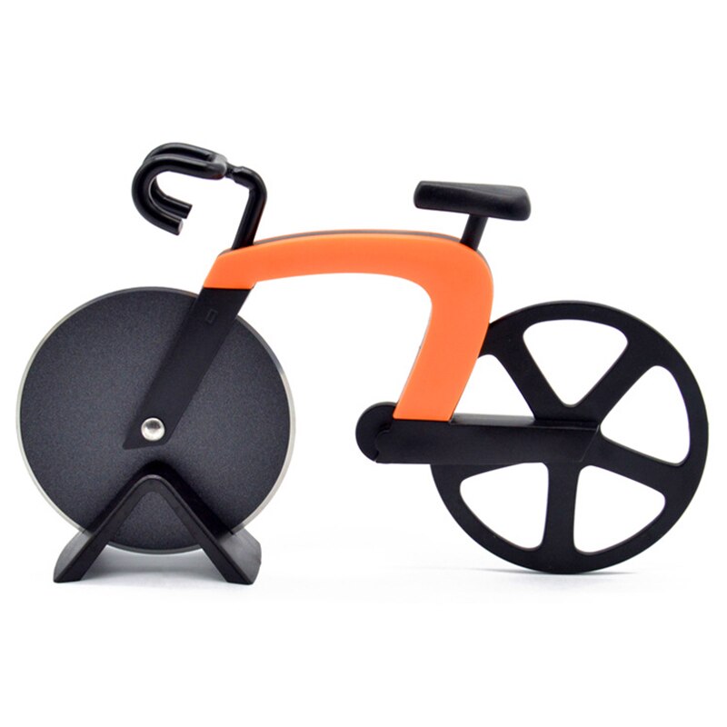 Bicycle Pizza Cutter - Stainless Steel Non-Stick Cutting Wheels - Display Stand - A very Cool Gift for Christmas  by Leeseph