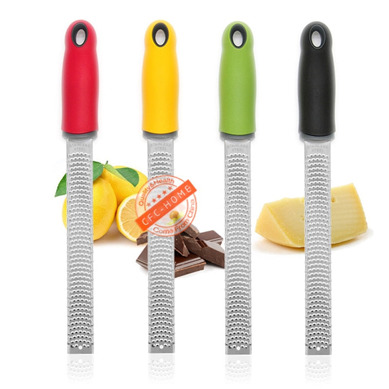 Citrus Lemon Zester &amp; Cheese Grater-Parmesan Cheese, Lemon, Ginger, Garlic, Nutmeg, Chocolate, Vegetables, Fruits, kitchen tools