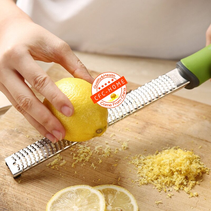 Citrus Lemon Zester &amp; Cheese Grater-Parmesan Cheese, Lemon, Ginger, Garlic, Nutmeg, Chocolate, Vegetables, Fruits, kitchen tools