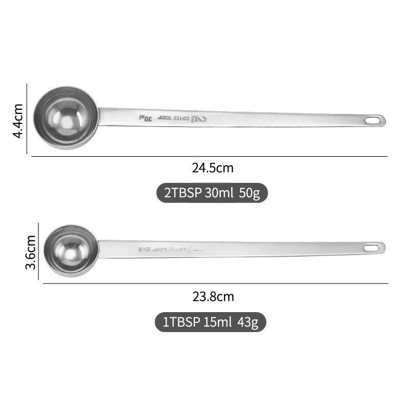 Coffee Spoon Stainless Steel Long Handle Coffee Measuring Scoop, Tablespoon Suitable For Restaurant,Cafe or Home Use (15ML,30ML)