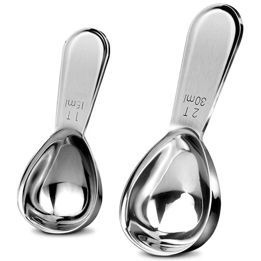 Coffee spoon-stainless steel measuring spoon, can measure coffee powder, sugar, etc. (1 tablespoon and 2 tablespoons)