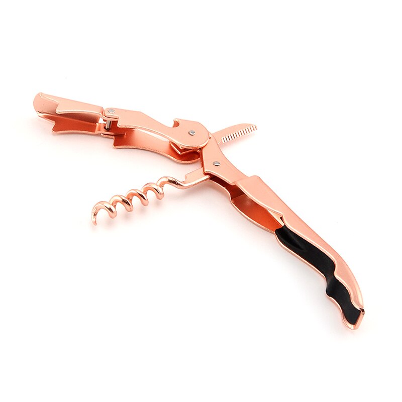 Double Hinged Corkscrew, Upgraded Heavy Duty Wine Opener with Foil Cutter and Bottle Opener Rose Gold
