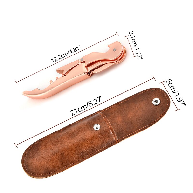 Double Hinged Corkscrew, Upgraded Heavy Duty Wine Opener with Foil Cutter and Bottle Opener Rose Gold