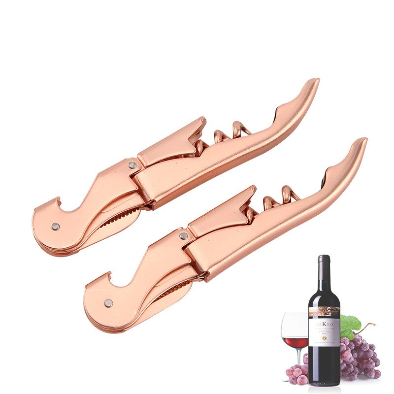 Double Hinged Corkscrew, Upgraded Heavy Duty Wine Opener with Foil Cutter and Bottle Opener Rose Gold