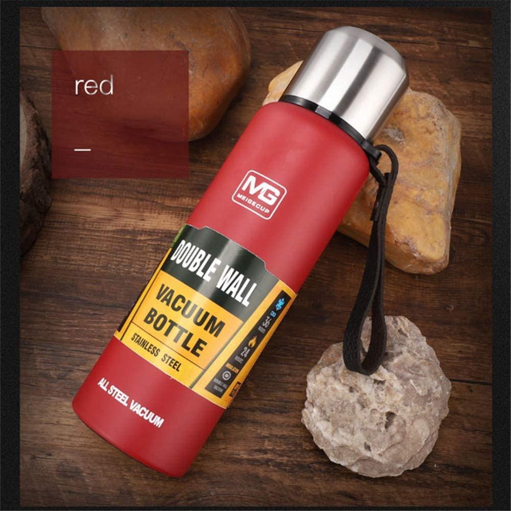Double-Wall Insulated Water Bottle w/ 2 Lids - 304 Stainless Steel Water Bottle Wide Mouth Best Gift for Christmas