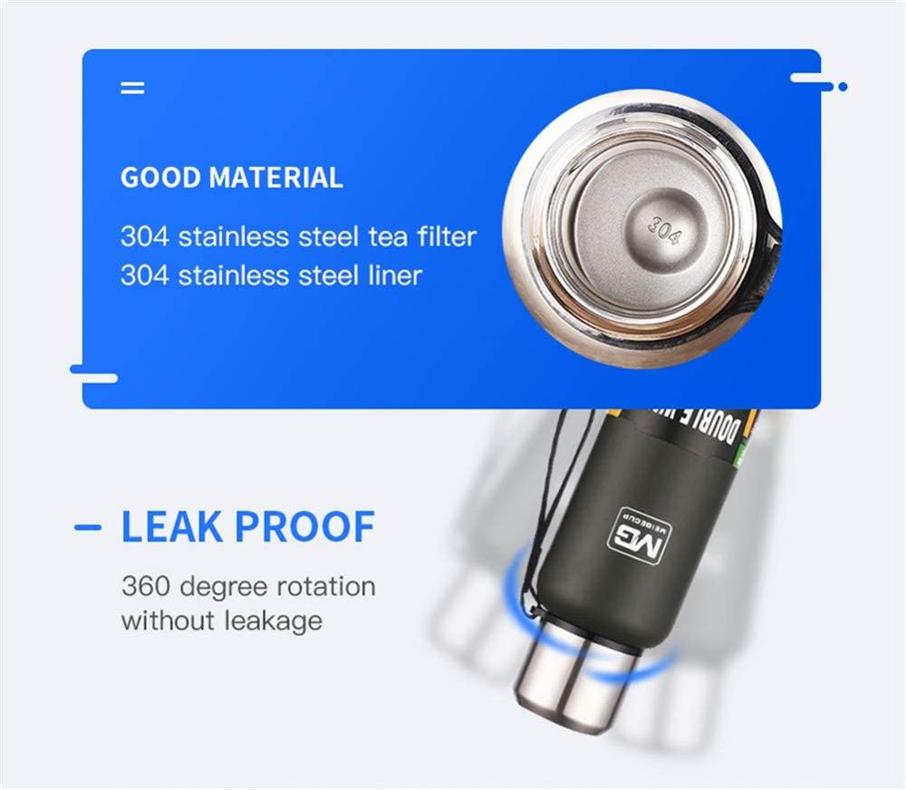 Double-Wall Insulated Water Bottle w/ 2 Lids - 304 Stainless Steel Water Bottle Wide Mouth Best Gift for Christmas