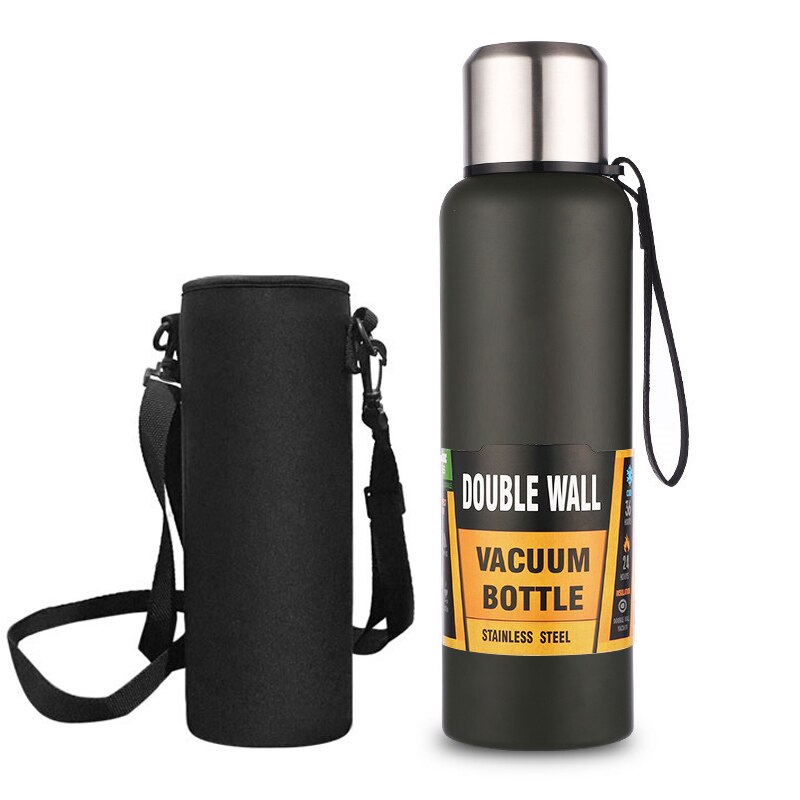 Double-Wall Insulated Water Bottle w/ 2 Lids - 304 Stainless Steel Water Bottle Wide Mouth Best Gift for Christmas