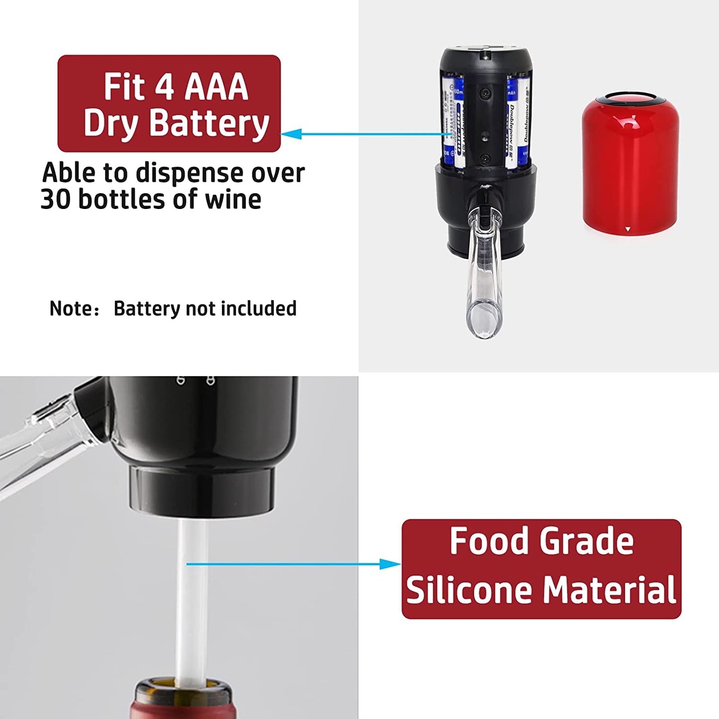 Electric Wine Aerator, Automatic Wine Pourer, Battery Powered Wine Dispenser Pump Wine Decanter for Home Restaurant Gift