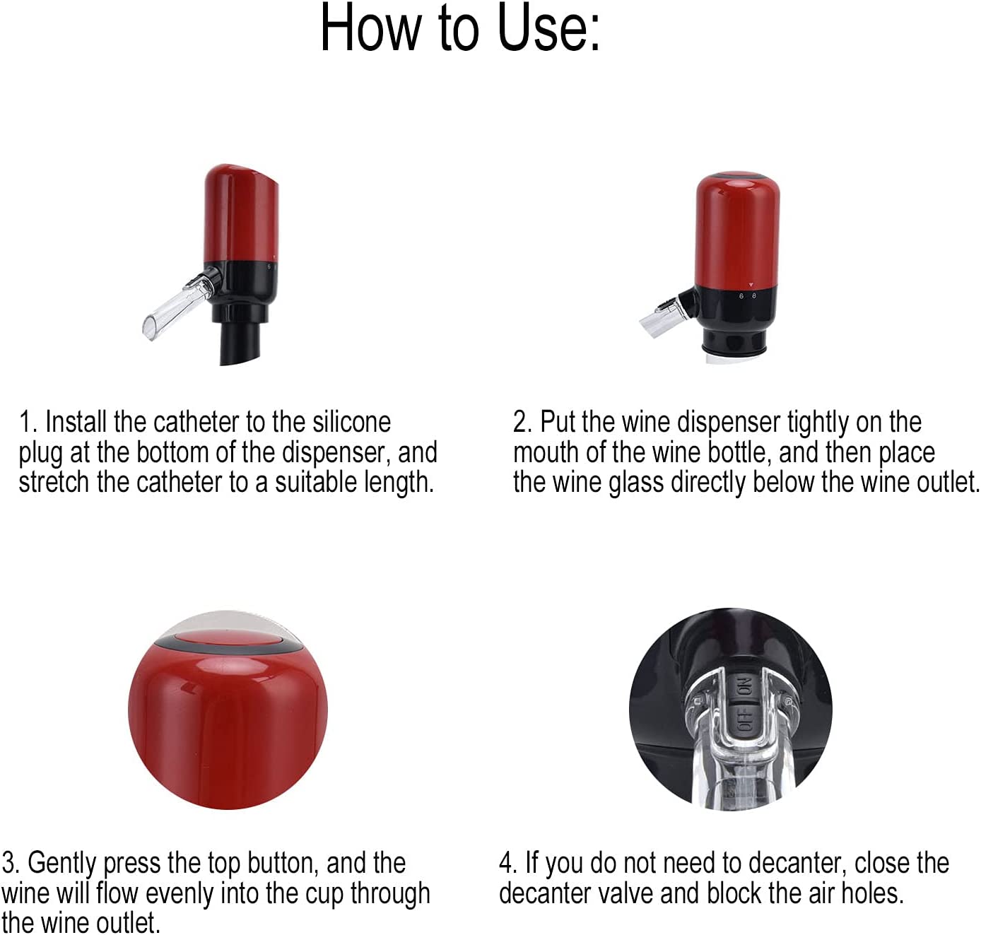 Electric Wine Aerator, Automatic Wine Pourer, Battery Powered Wine Dispenser Pump Wine Decanter for Home Restaurant Gift