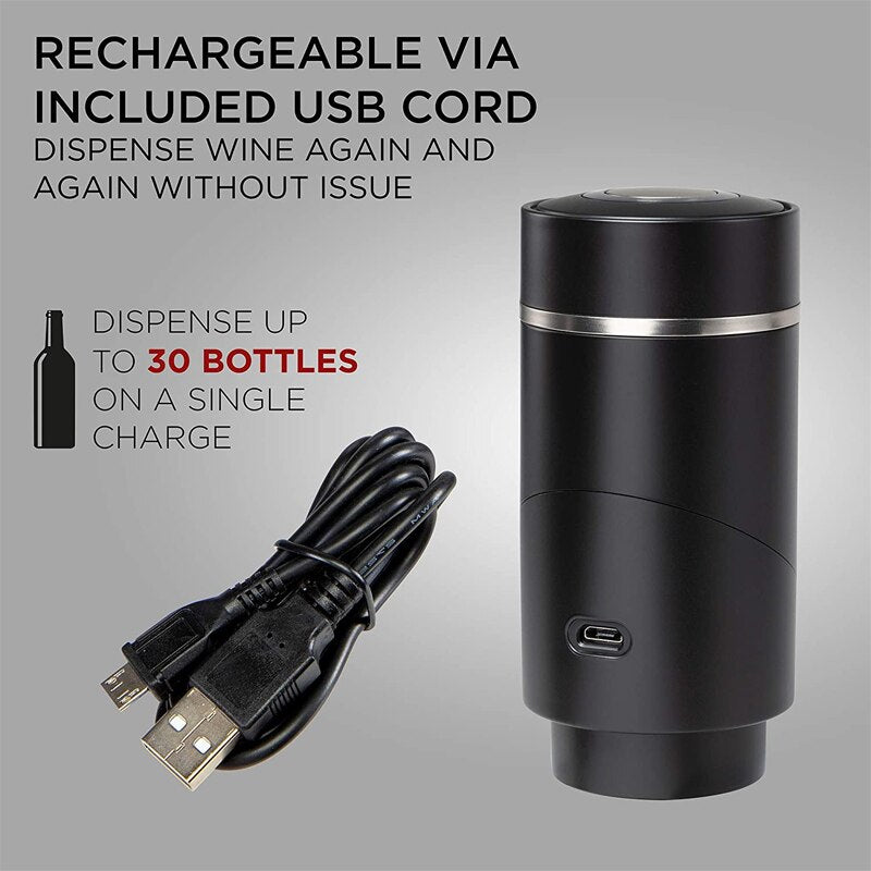 Electric Wine Aerator, Electric Wine Aerator Pourer, Automatic One-Touch Pump Wine Decanter and Dispenser USB Rechargeable