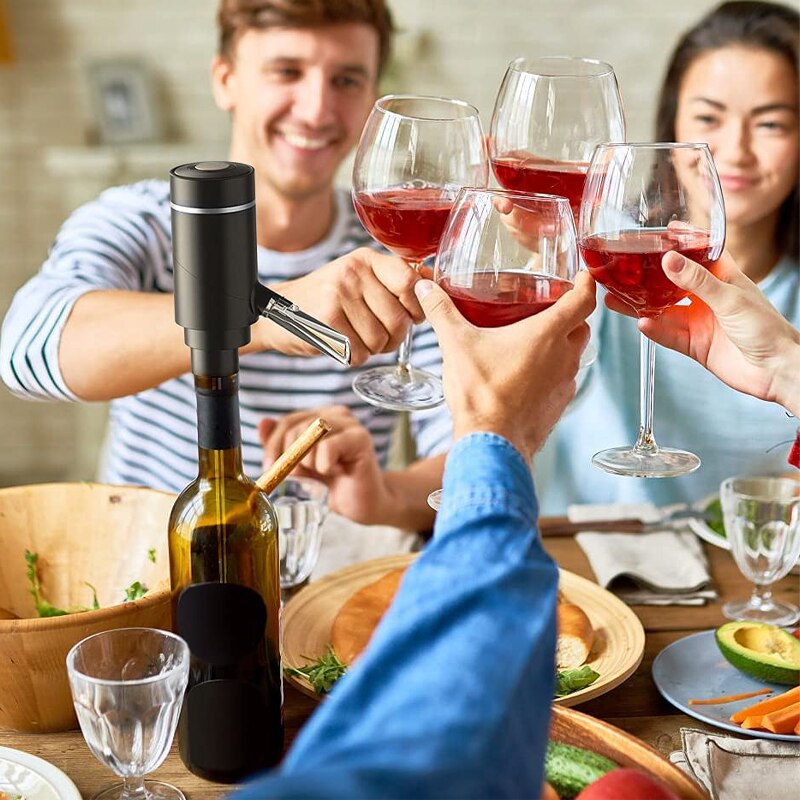 Electric Wine Aerator, Electric Wine Aerator Pourer, Automatic One-Touch Pump Wine Decanter and Dispenser USB Rechargeable