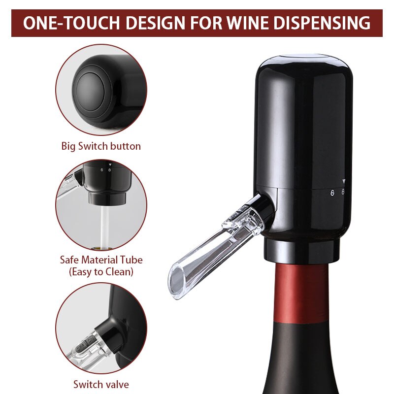 Electric Wine Aerator Pourer, Pump Dispenser, Electric Wine Pump, Automatic Portable Smart Wine Decanter and Wine Dispenser