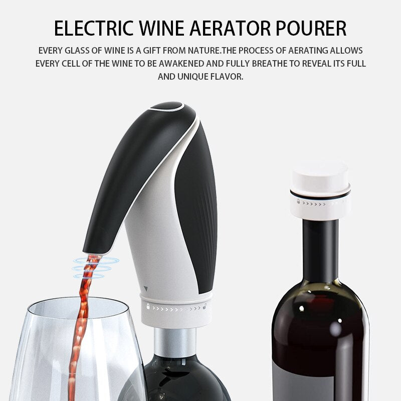 Electric Wine Aerator, Rechargeable Wine Dispenser Pump, Instant Wine Decanter, One-Touch Wine Oxidizer with Silicone Tube