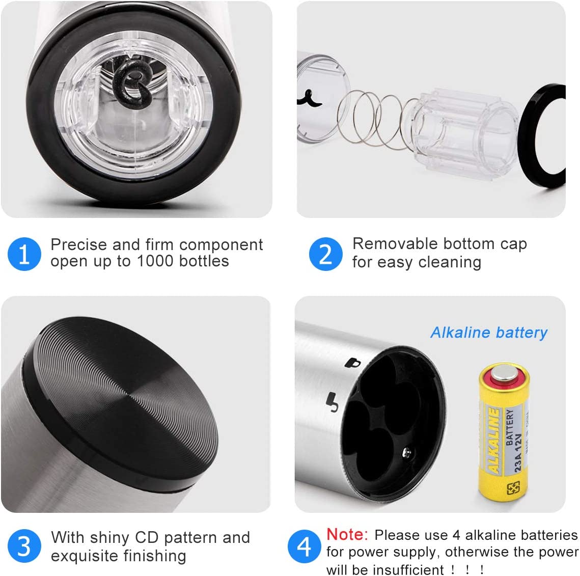 Electric Wine Opener, Battery Operated Corkscrew, Automatic Bottle Opener for Wine Lovers Gift Home Kitchen Party Bar Wedding