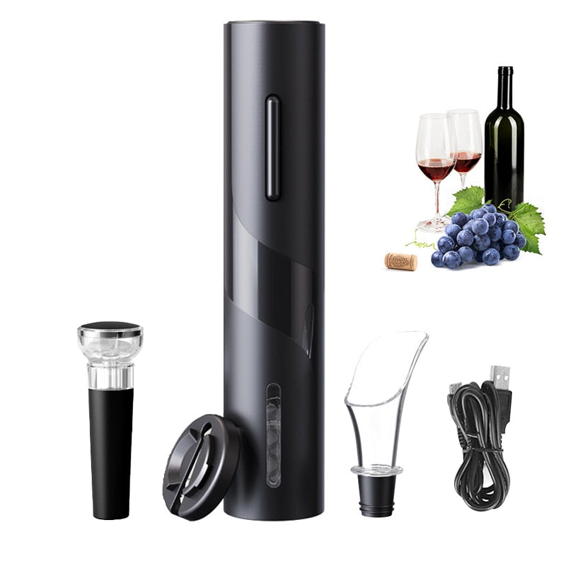Electric Wine Opener, One-click Button Reusable Automatic Wine Corkscrew Remover for Wine Lovers Gift Home Kitchen Bar Party