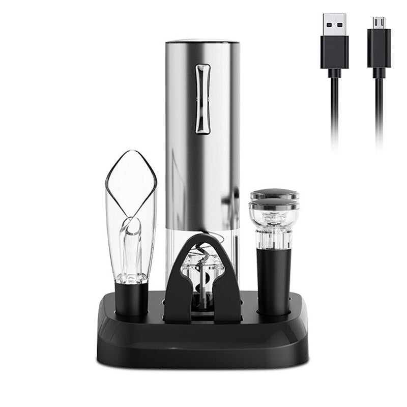 Electric Wine Opener Set, Wine Gift Set, Rechargeable Automatic Wine Corkscrew Remover Kit for Kitchen Bar Restaurant