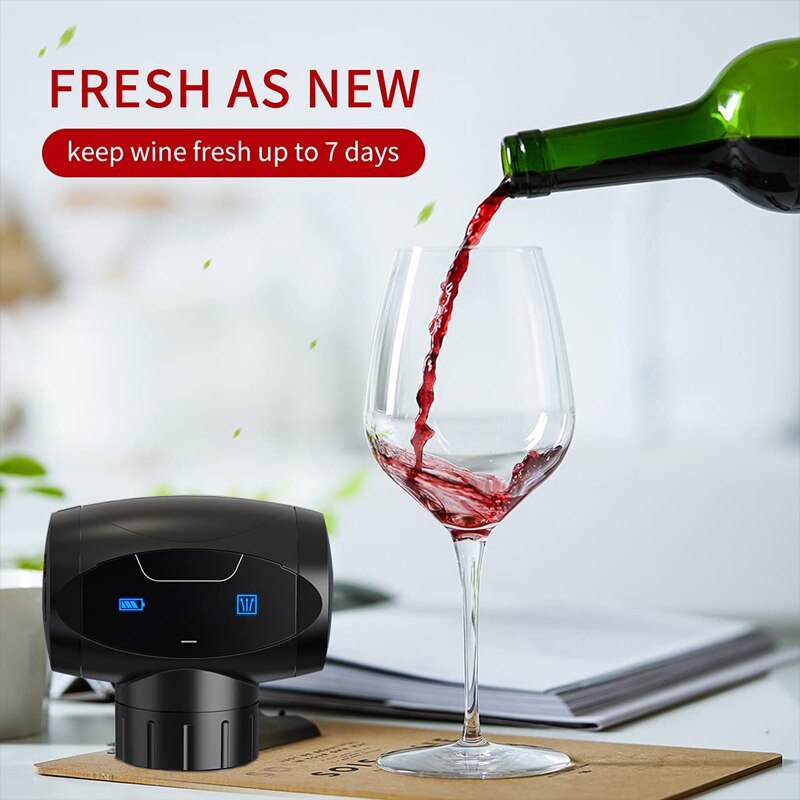 Electric Wine Stoppers, Reusable Wine Bottle Stopper, Electric Wine Saver Vacuum Pump with Wine Stopper-Wine Bottle Sealer