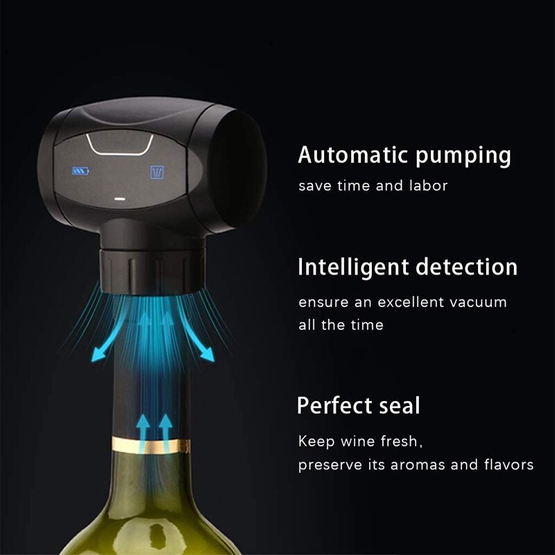 Electric Wine Stoppers, Reusable Wine Bottle Stopper, Electric Wine Saver Vacuum Pump with Wine Stopper-Wine Bottle Sealer