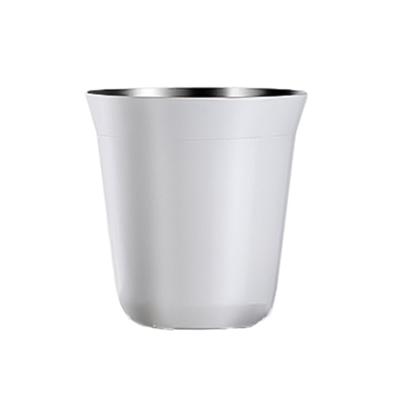 Espresso Cup, Double Stainless Steel Coffee Cups Mugs Powder Cups Coffee Capsule Cups for Home Kitchen Office