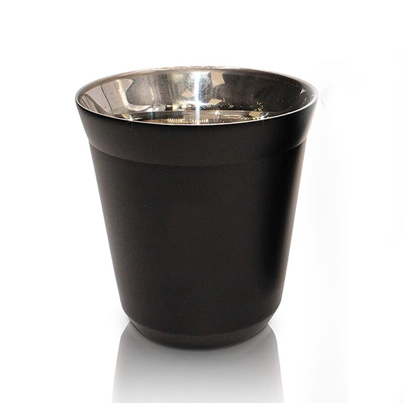 Espresso Cup, Double Stainless Steel Coffee Cups Mugs Powder Cups Coffee Capsule Cups for Home Kitchen Office