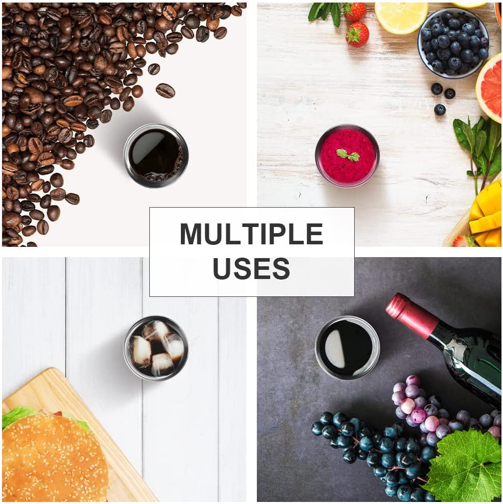 Espresso Cup, Double Stainless Steel Coffee Cups Mugs Powder Cups Coffee Capsule Cups for Home Kitchen Office