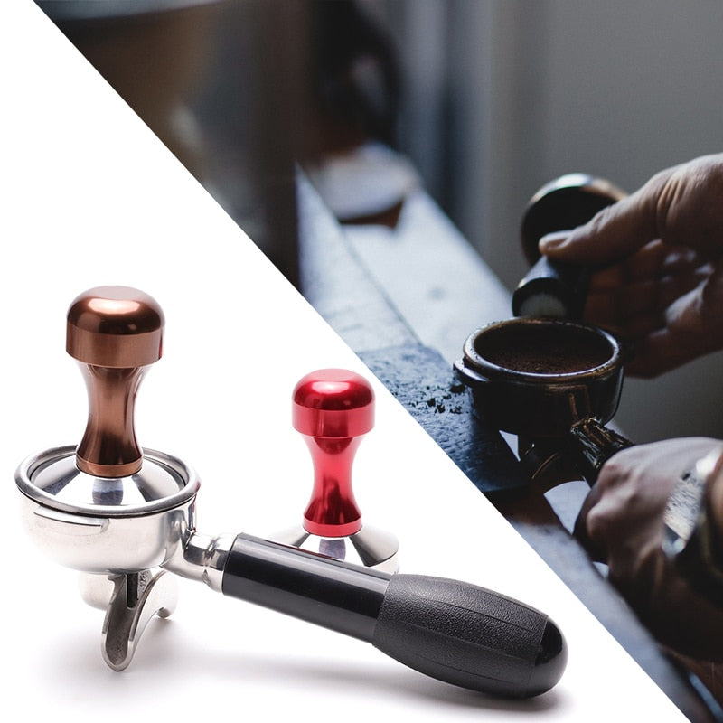 Espresso Tamper - Premium Barista Coffee Tamper with Stainless Steel Base and Silicone Coffee Tamper Mat (49/51/53/58mm)