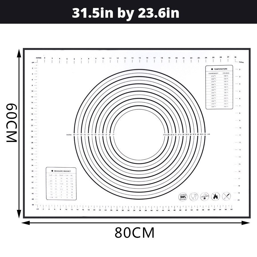 Extra Large 32"x24" Silicone Baking Mat - Non-Stick Non-Skid Pastry Mat with Measurements by Leeseph (Red & Black)