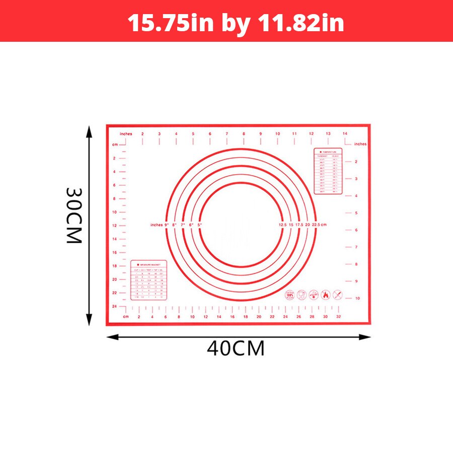 Extra Large 32"x24" Silicone Baking Mat - Non-Stick Non-Skid Pastry Mat with Measurements by Leeseph (Red & Black)