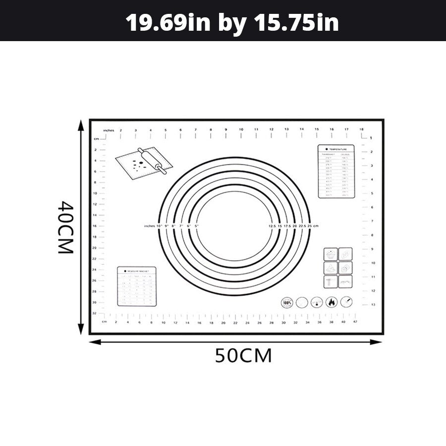 Extra Large 32"x24" Silicone Baking Mat - Non-Stick Non-Skid Pastry Mat with Measurements by Leeseph (Red & Black)