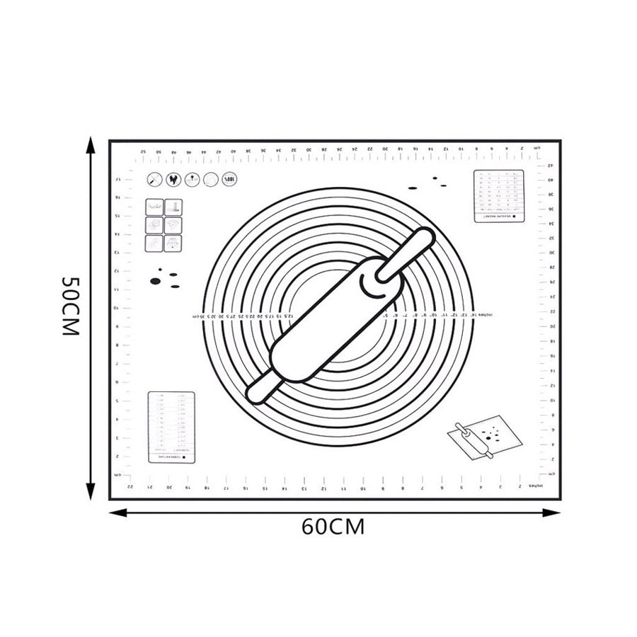 Extra Large 32"x24" Silicone Baking Mat - Non-Stick Non-Skid Pastry Mat with Measurements by Leeseph (Red & Black)