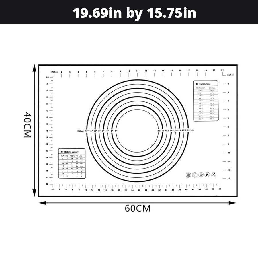 Extra Large 32"x24" Silicone Baking Mat - Non-Stick Non-Skid Pastry Mat with Measurements by Leeseph (Red & Black)