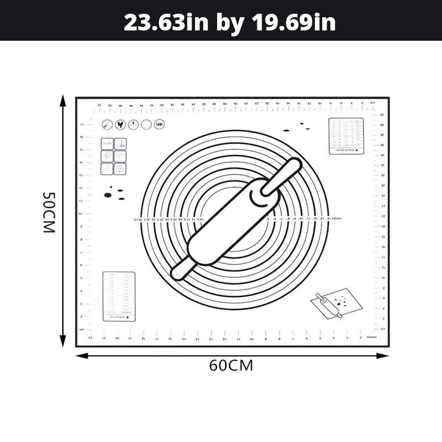 Extra Large 32"x24" Silicone Baking Mat - Non-Stick Non-Skid Pastry Mat with Measurements by Leeseph (Red & Black)