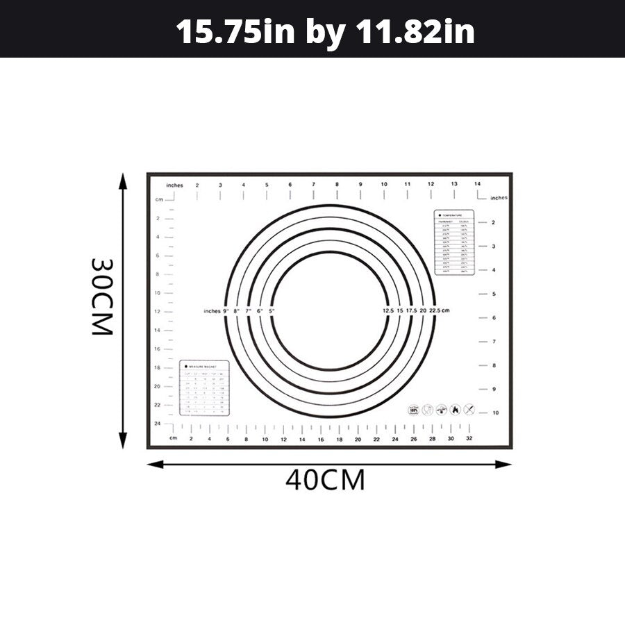 Extra Large 32"x24" Silicone Baking Mat - Non-Stick Non-Skid Pastry Mat with Measurements by Leeseph (Red & Black)