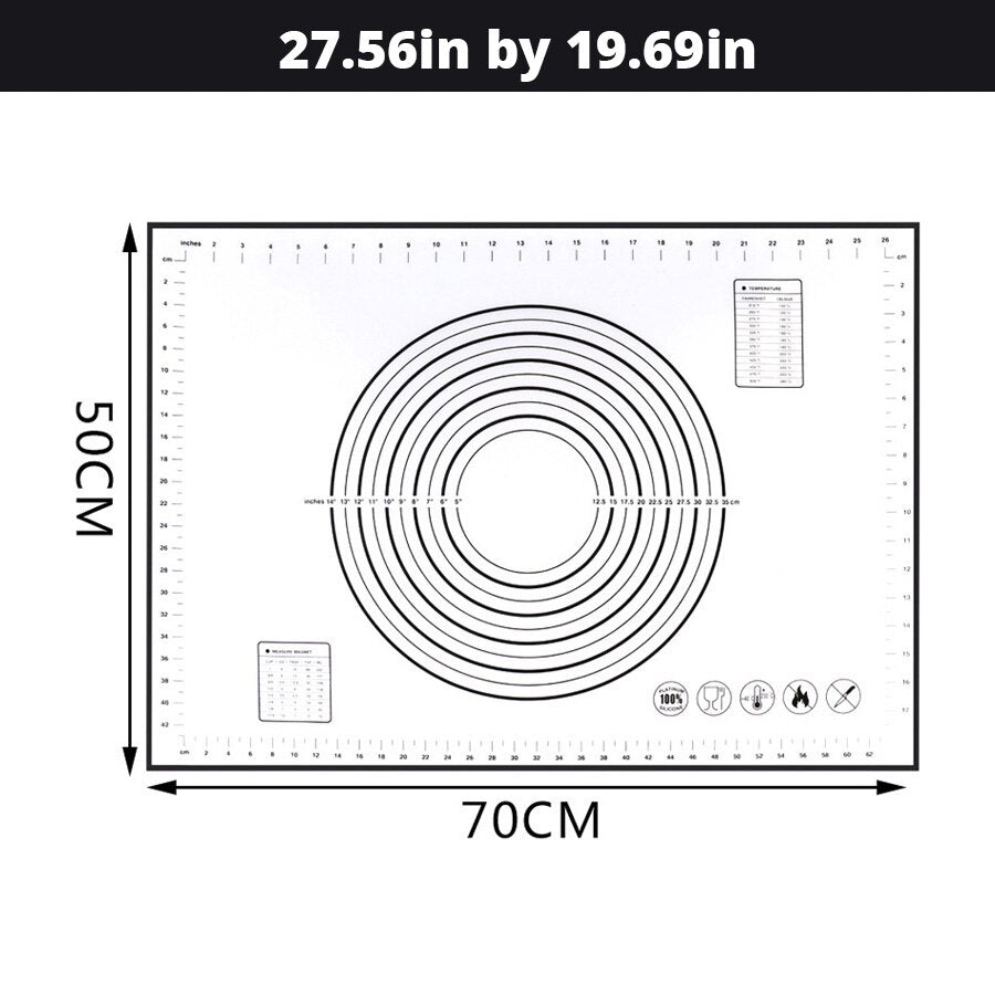 Extra Large 32"x24" Silicone Baking Mat - Non-Stick Non-Skid Pastry Mat with Measurements by Leeseph (Red & Black)