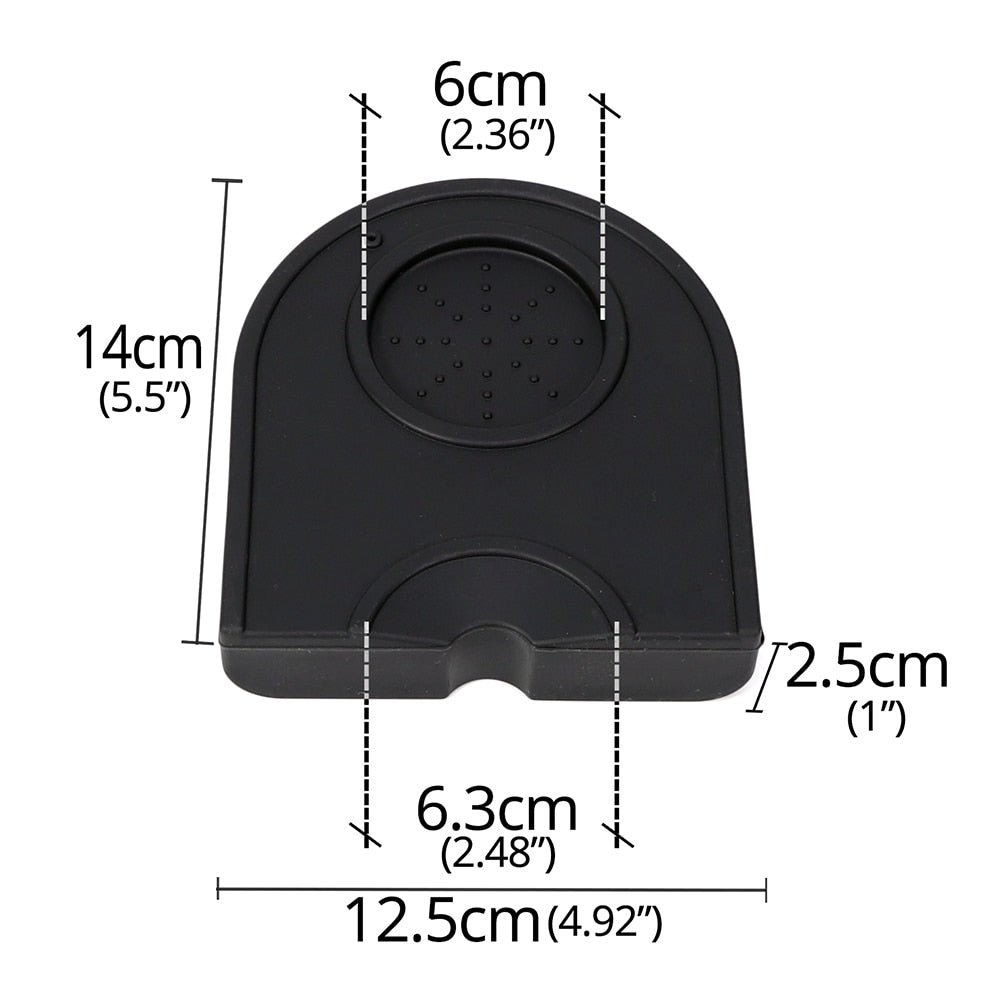 Food Grade Silicone Rubber Espresso Mat 8 Inch X 6 Inch(20cm X 15cm ), Coffee Tamper Mat, Black