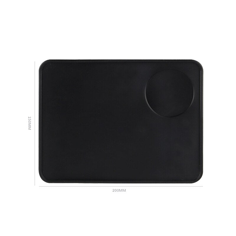 Food Grade Silicone Rubber Espresso Mat 8 Inch X 6 Inch(20cm X 15cm ), Coffee Tamper Mat, Black