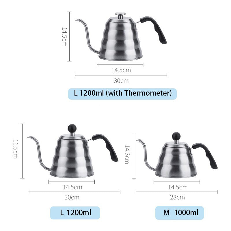 Gooseneck Kettle, Pour Over Coffee Kettle and Tea with Thermometer Stainless Steel Water Kettle for Home Office Coffee Shop