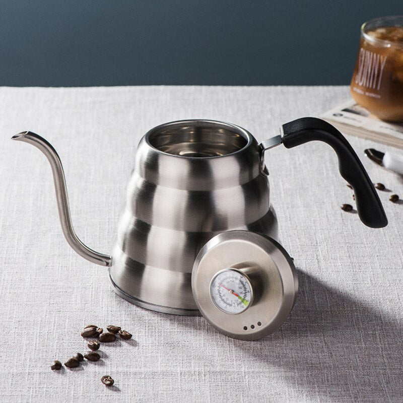 Gooseneck Kettle, Pour Over Coffee Kettle and Tea with Thermometer Stainless Steel Water Kettle for Home Office Coffee Shop