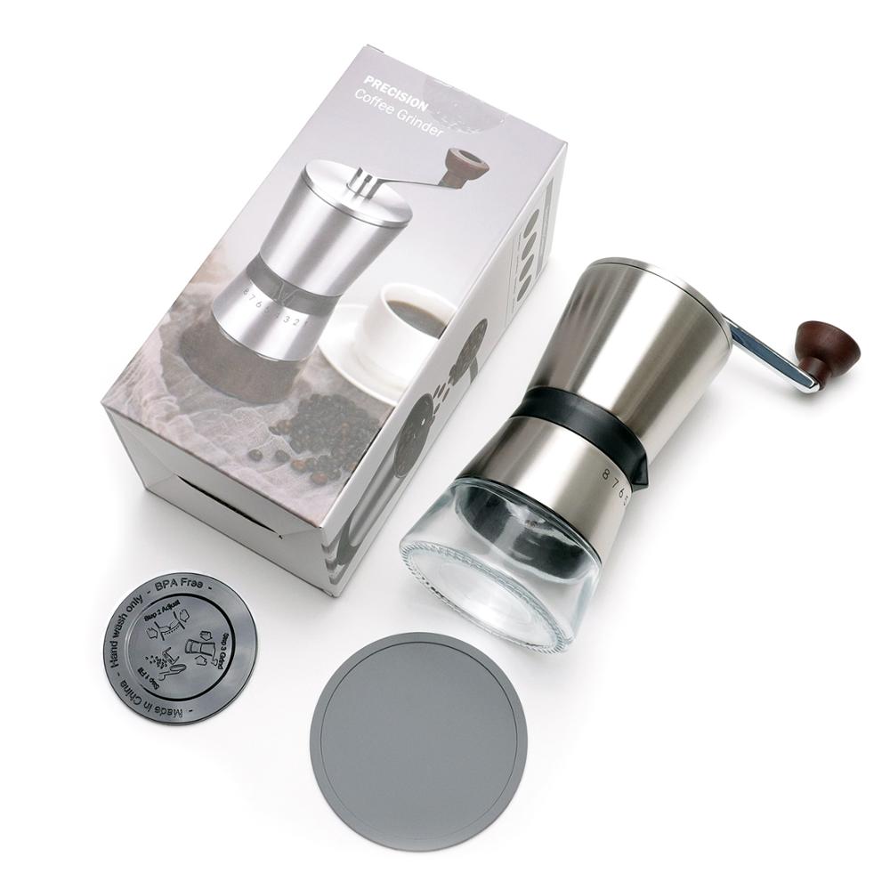 LEESEPH Precision Manual Coffee Grinders, 15 Adjustable Settings, Brushed 18/8 Stainless Steel