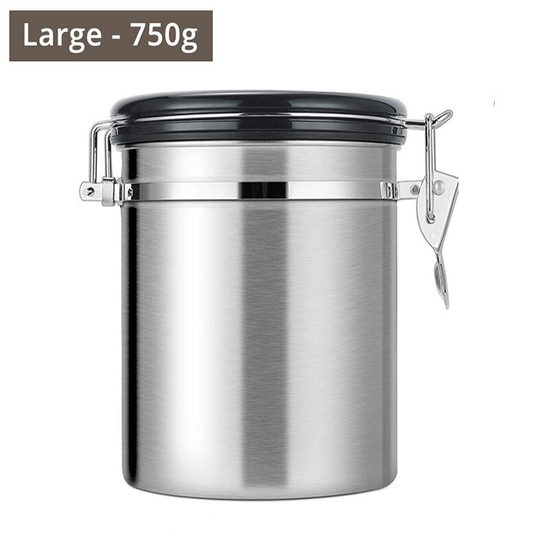 Leeseph Airtight Coffee Container - Stainless Steel CO2 Valve Storage Canister with Scoop - Keeps Your Coffee Fresh Flavorful