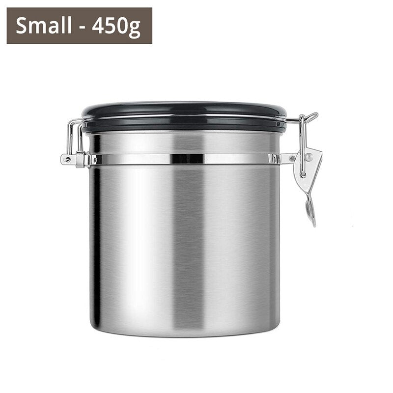 Leeseph Airtight Coffee Container - Stainless Steel CO2 Valve Storage Canister with Scoop - Keeps Your Coffee Fresh Flavorful