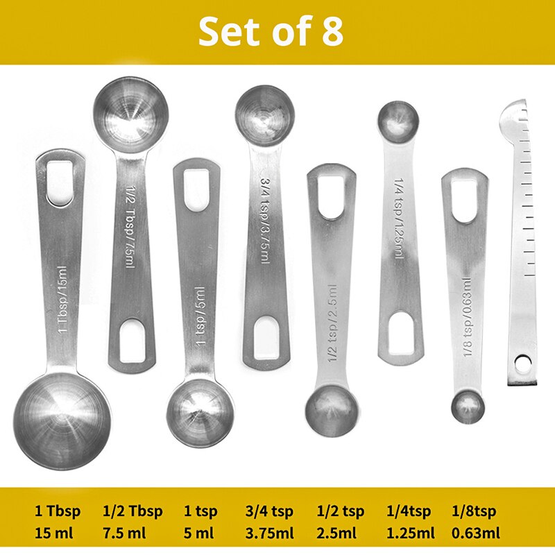 Measuring Spoons Set - Heavy Duty Stainless Steel Measuring Tools For Kitchen Cooking and Home Baking