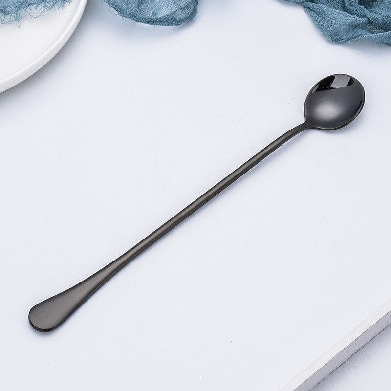 New Stainless Steel Long Handle Mixing Spoon, Bar Stirring Spoon for Cocktail, Ice Cream, Coffee, Juice, Tea, Drink, 9.4 Inches