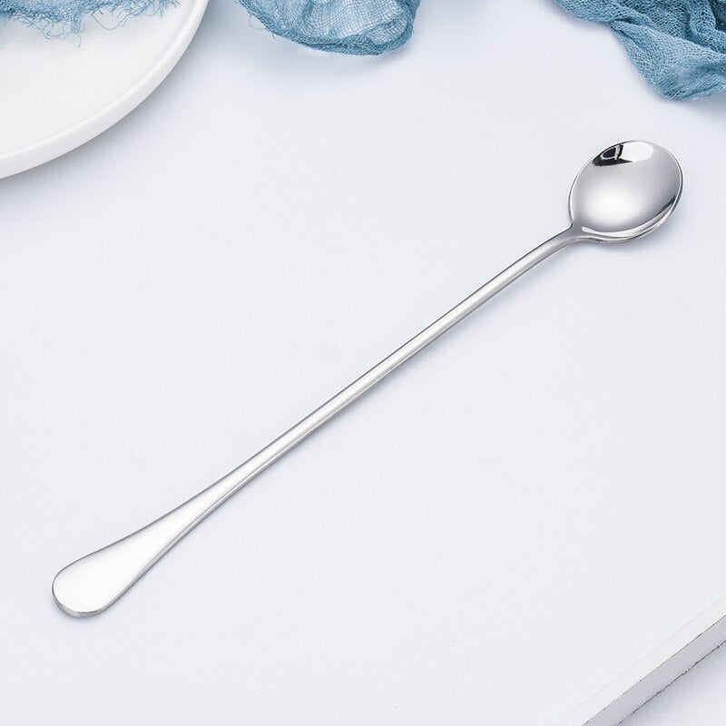 New Stainless Steel Long Handle Mixing Spoon, Bar Stirring Spoon for Cocktail, Ice Cream, Coffee, Juice, Tea, Drink, 9.4 Inches