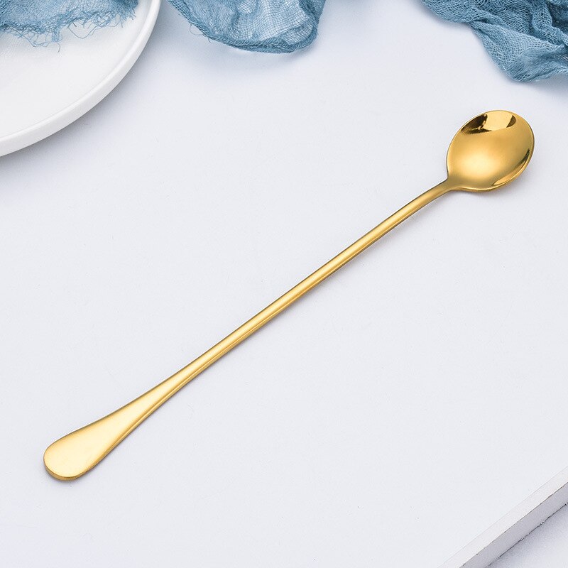 New Stainless Steel Long Handle Mixing Spoon, Bar Stirring Spoon for Cocktail, Ice Cream, Coffee, Juice, Tea, Drink, 9.4 Inches