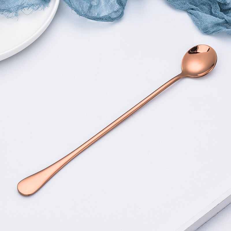 New Stainless Steel Long Handle Mixing Spoon, Bar Stirring Spoon for Cocktail, Ice Cream, Coffee, Juice, Tea, Drink, 9.4 Inches